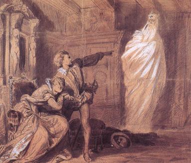 Hamlet and Ghost in Gertrude's Quarters